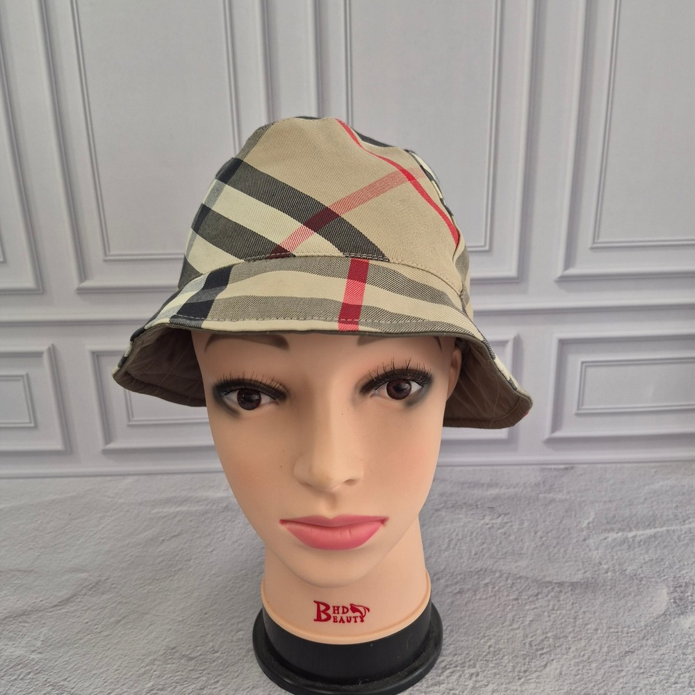 Reversible Bucket Hat Nova Plaid Quilted Tan Olive Womens Cap